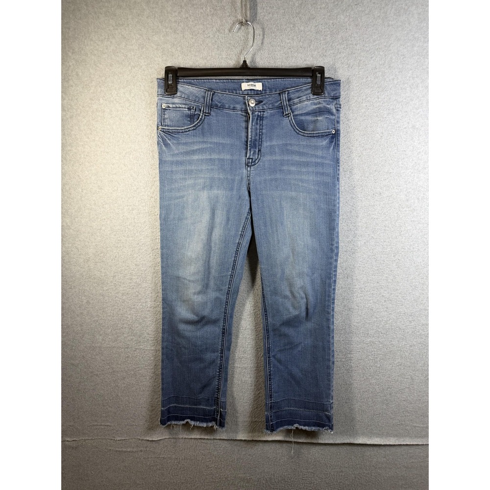 Kensie Jeans Womens 8 Blue Cropped Mid Rise Slim Distressed Stretch Denim